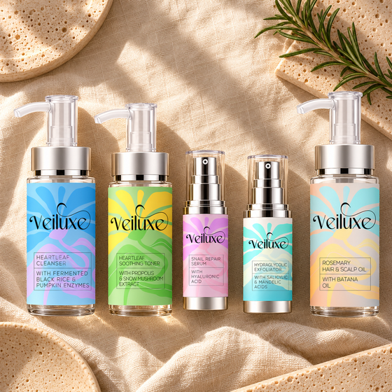 All five products, including the rosemary hair oil