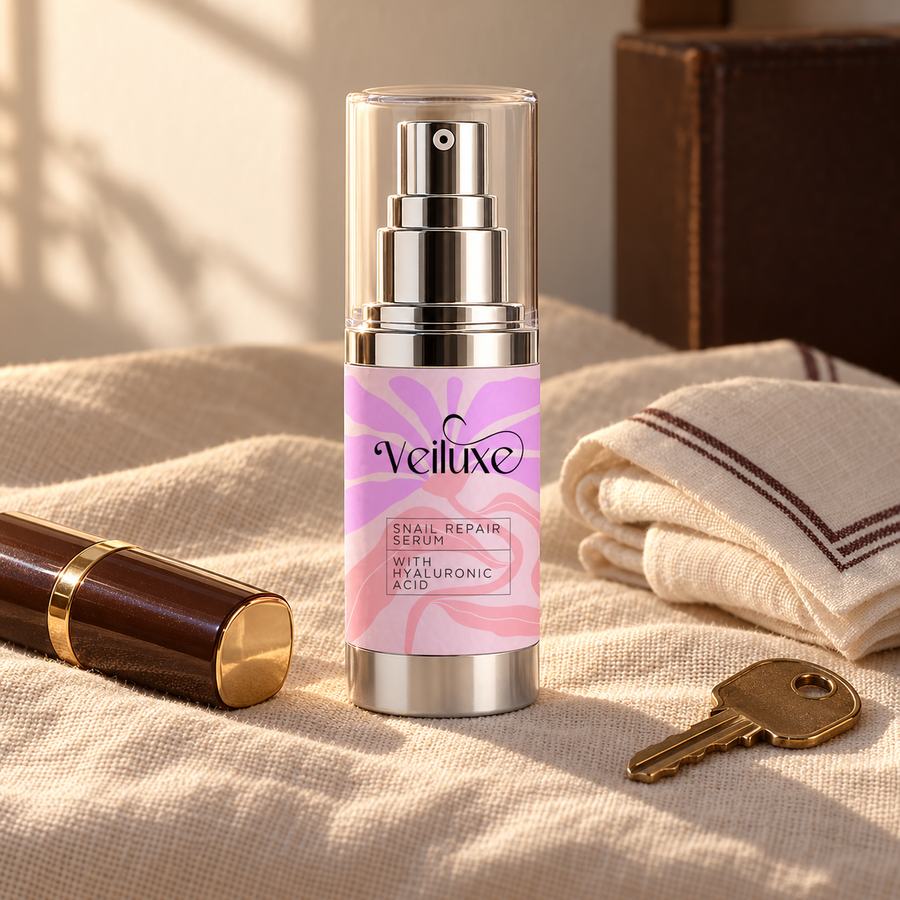 Veiluxe Snail Repair Serum, true size next to everyday objects