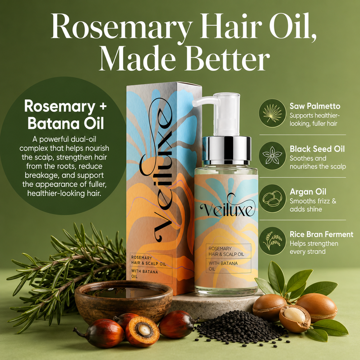 Rosemary Hair & Scalp Oil With Batana Oil