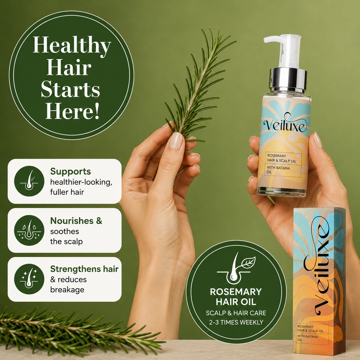 Rosemary Hair & Scalp Oil With Batana Oil