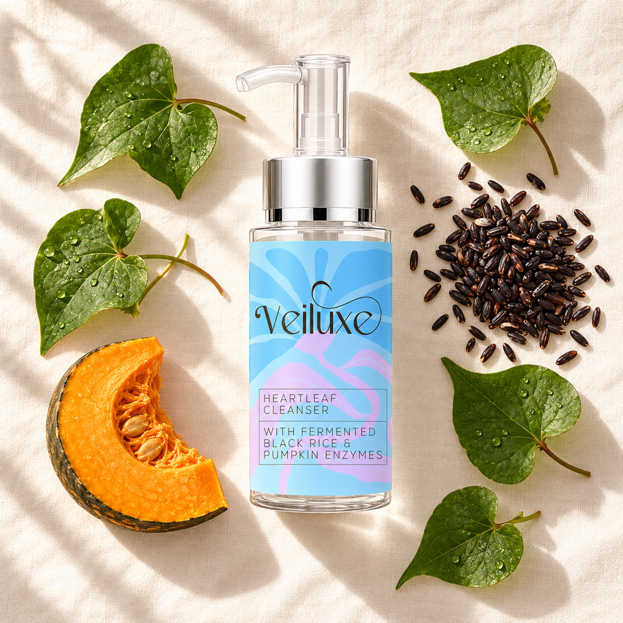 Veiluxe Heartleaf Cleanser, with its key ingredients