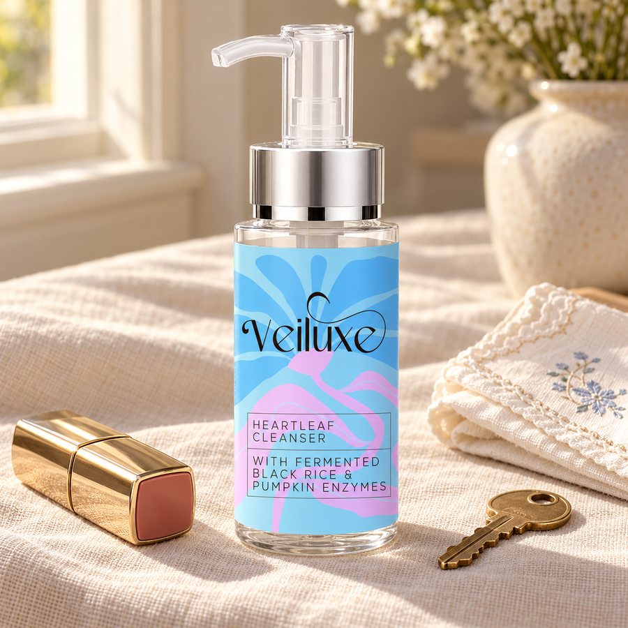 Veiluxe Heartleaf Cleanser, true size next to everyday objects