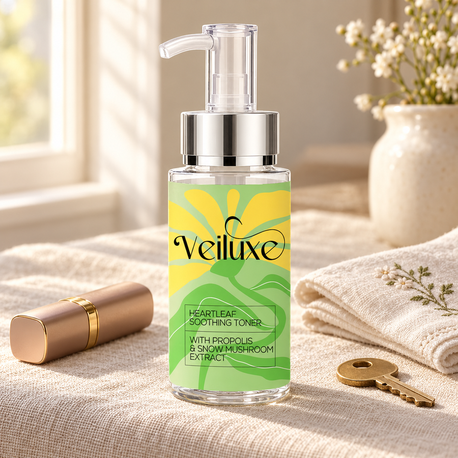 Veiluxe Heartleaf Soothing Toner, true size next to everyday objects